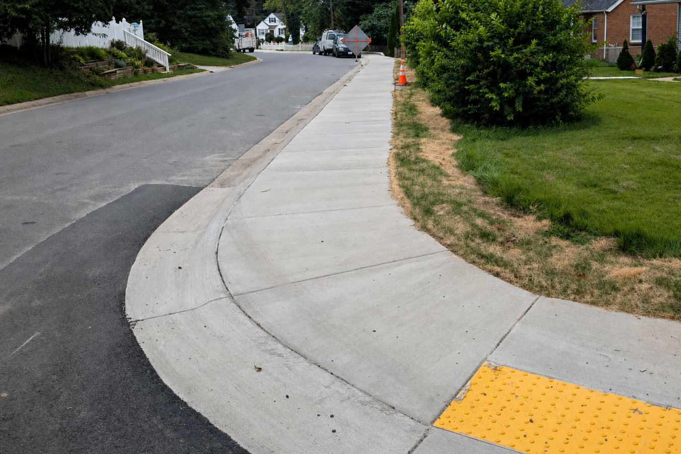 Concrete curbing and sidewalks